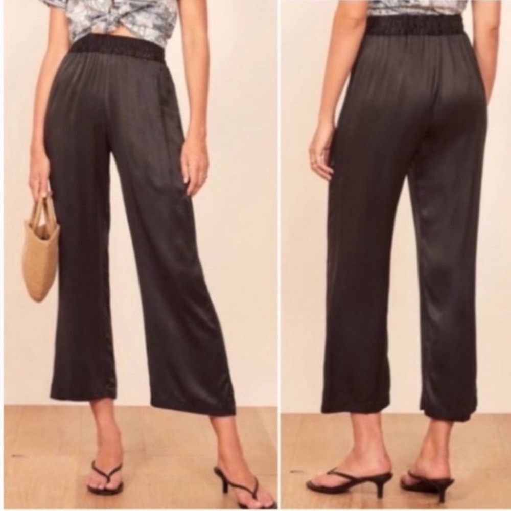 Reformation Cropped Silk Pants